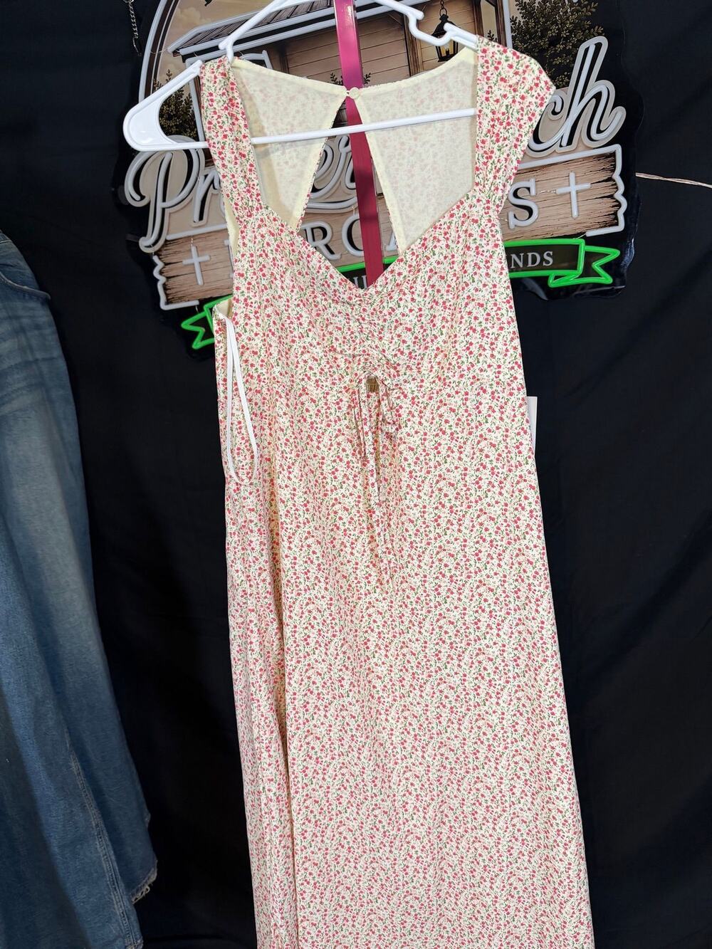 Tulip B J317 Floral Maxi Dress S Cottagecore Pink Ivory Smocked Boho small